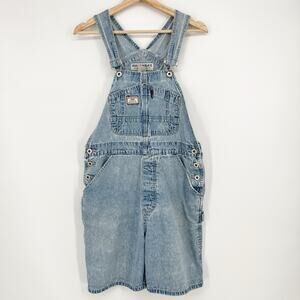 Vintage Union Bay Shortall Overall Shorts Womens Medium Light Wash Cotton Denim